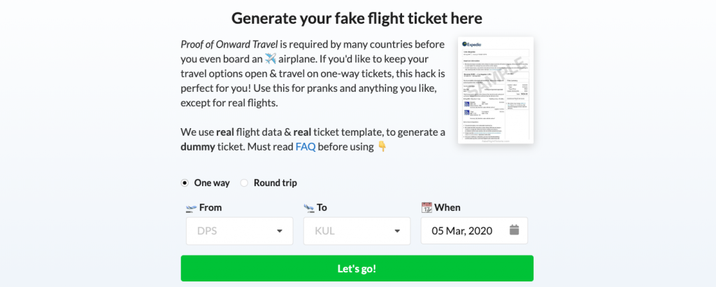 onward ticket fake