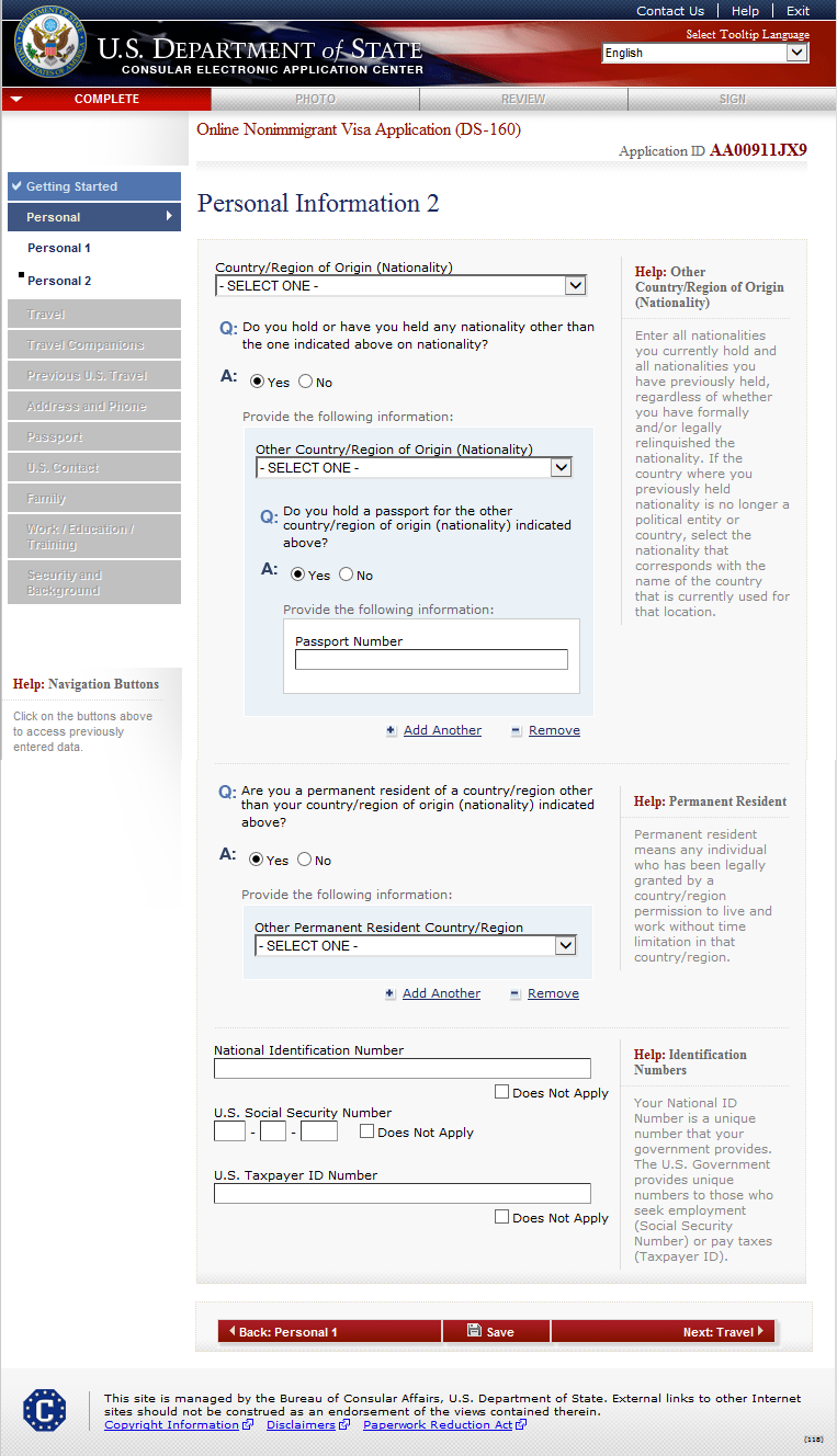 ds 160 visa application form pdf